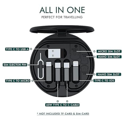 All-in-One 60W USB Fast Charging Travel Data Cable Set