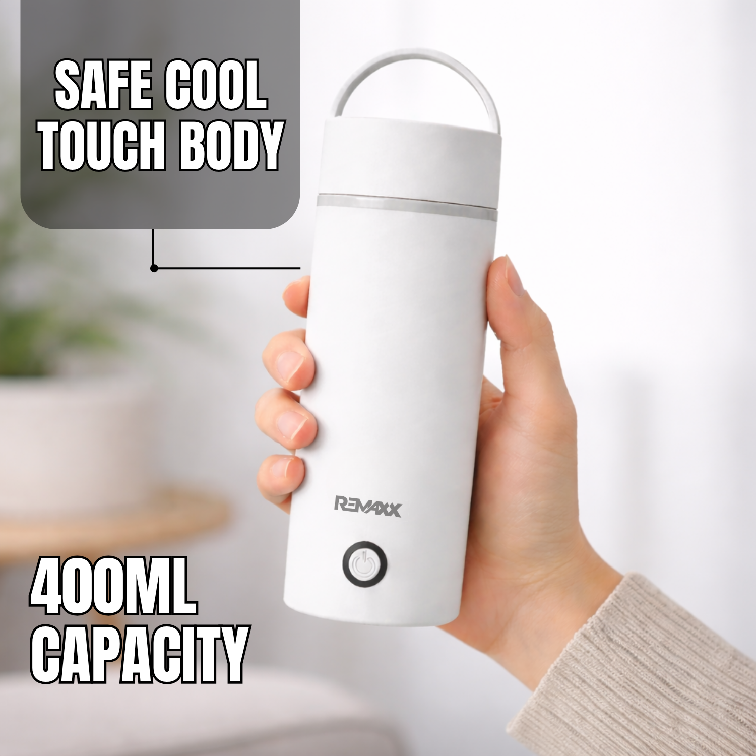 Remaxx Thermo X 400ML Electric Kettle | 304 Food Grade Stainless Steel | Quick Boil Technology | 300W | Auto Shut-Off | Leak Proof | Cool Touch Body | Ideal for Office, Travel & Home (Portable)