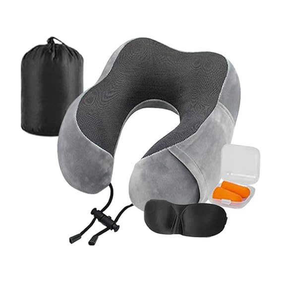 REMAXX Memory Foam Travel Neck Pillow  (Grey)