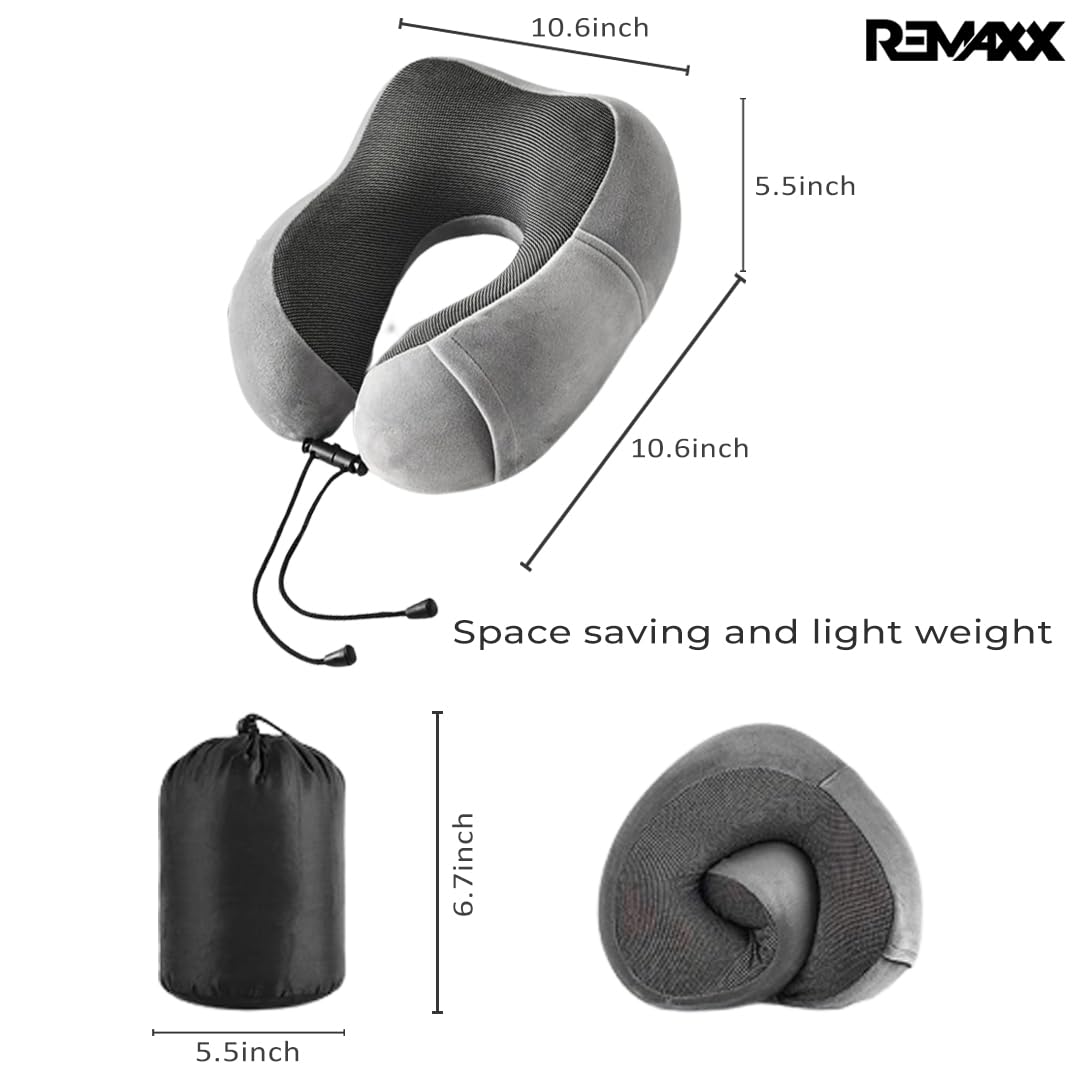 REMAXX Memory Foam Travel Neck Pillow  (Grey)