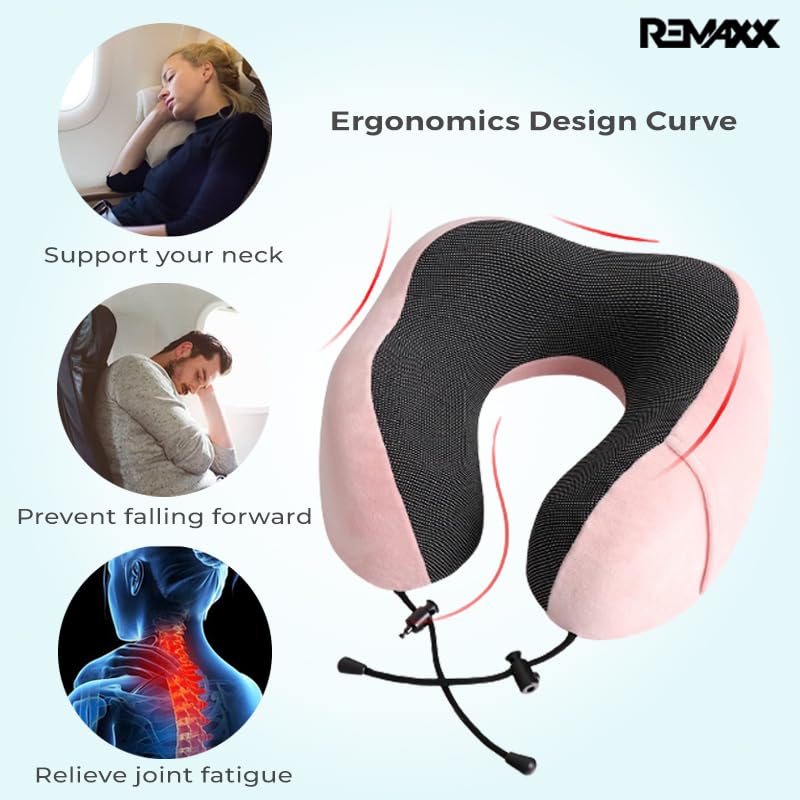 REMAXX Memory Foam Travel Neck Pillow  (Pink)