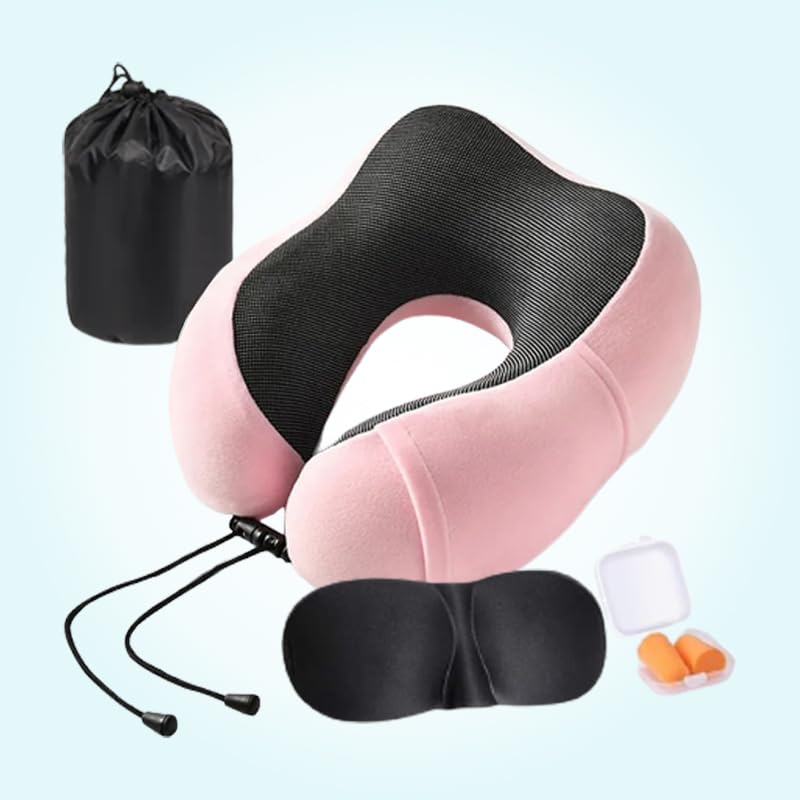 REMAXX Memory Foam Travel Neck Pillow  (Pink)