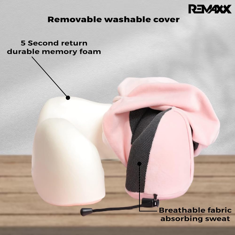 REMAXX Memory Foam Travel Neck Pillow  (Pink)