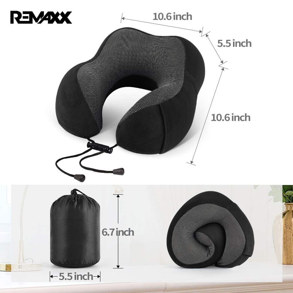 REMAXX Memory Foam Travel Neck Pillow  (Black)