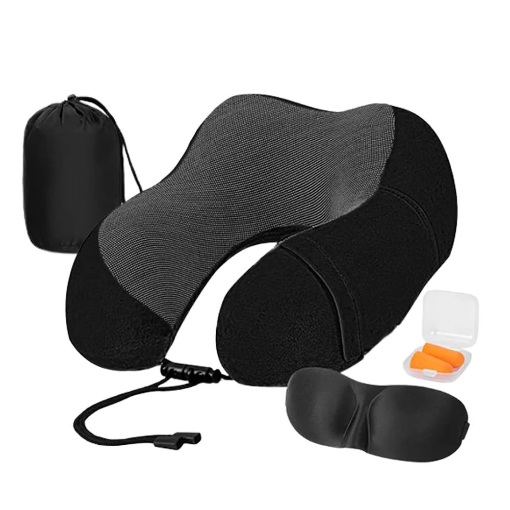 REMAXX Memory Foam Travel Neck Pillow  (Black)