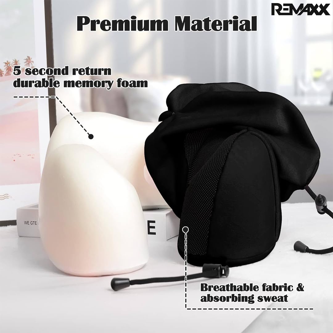 REMAXX Memory Foam Travel Neck Pillow  (Black)