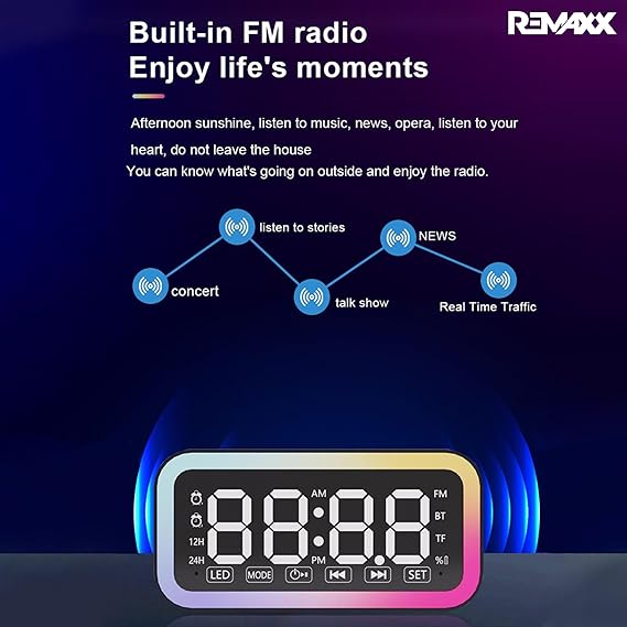 REMAXX Edge Alarm Clock with AI Enabled Voice Control LED Design Clock Display