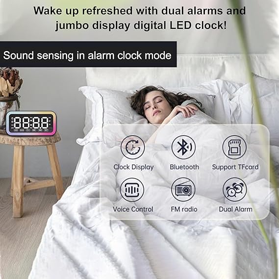 REMAXX Edge Alarm Clock with AI Enabled Voice Control LED Design Clock Display