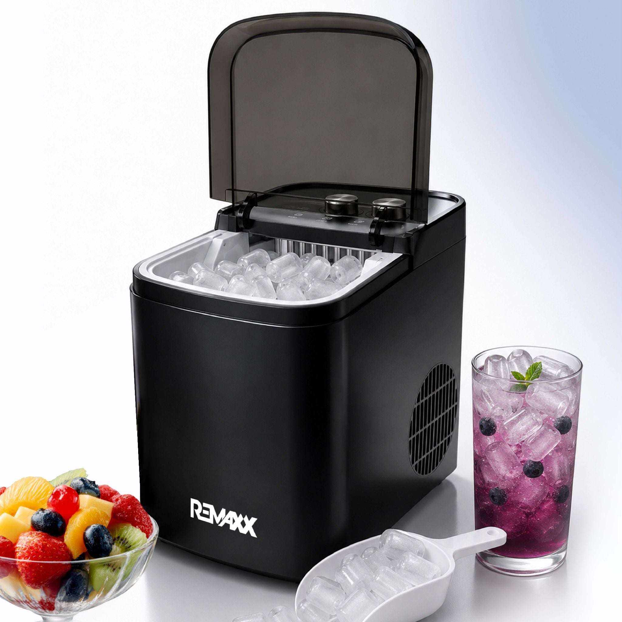 REMAXX ICEMATE Portable Ice Maker | 12kg Ice in 24 Hours | 6-9 Bullet Ice Cubes in 6-10 Minutes | Self-Cleaning | Adjustable Ice Sizes | 1.2L Water Tank | For Home, Office & Parties